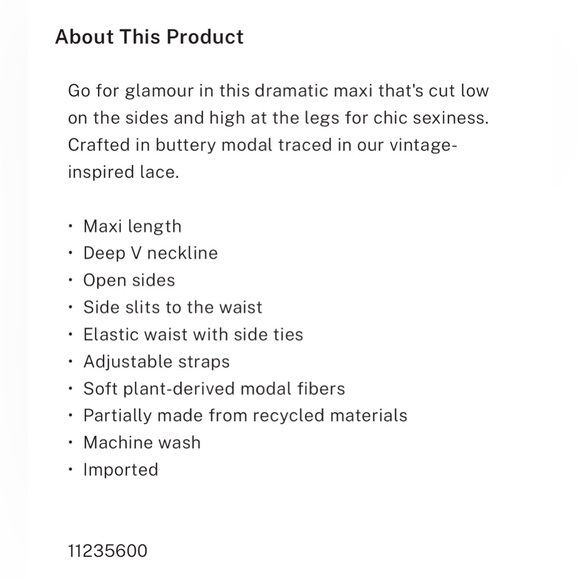 Victoria's Secret | NWOT | Modal Lace-Trim Long Slip Dress | Black | L (8-10) - Picture 8 of 12